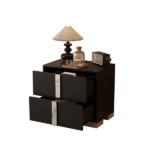 Elegant Nightstand with Metal Handle, Mirrored Bedside Table with 2 Drawers for Bedroom, Living Room, Black - Image 7