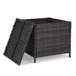 Outdoor PE Wicker Side Table with Storage, Patio Rattan End Table Square Container for Furniture Covers, Toys and Gardening Tools, Brown - Image 10
