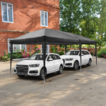 10'x20' Instant Pop Up Canopy Tent Black, 6 Panels 2 Doors 4 Mesh Windows, 28/22mm Powder Coated Steel Frame, 10x20mm Crossbar, 210D Oxford Folding Outdoor Tent with Carry Bag No Sandbags - Image 38