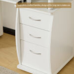 Embossed White Particle Board with Melamine Laminate 1155574cm One-Door Three-Drawer Computer Desk - Image 3