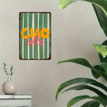 CIFbuy Ciao Bella Italian Metal Poster, Yellow Vertical Stripes Wall Art, Weather Resistant Outdoor Sign, Resistant Outdoor Sign, Durable 2D Fl PosikTok, PosikTok, eather Resistant Outdoor Sign Self-elckup Logiop Flll - Image 5