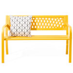 47in PVC Mesh Backrest Iron Bench Yellow