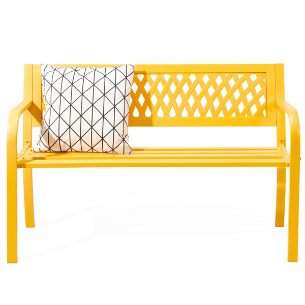 47in PVC Mesh Backrest Iron Bench Yellow