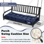 Outdoor Bench Cushion, 63 × 20 × 4 Inch, Tufted Waterproof Swing Cushion with Ties, for Patio Bench or Window Seat - Image 6