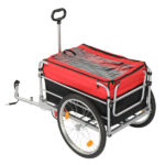 Q235 steel pipe 96*75*58cm bicycle trailer rack black and red 100kg cargo trailer with handle - Image 5