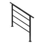 [Same Code 04286986]Handrails for Outdoor Steps, Wrought Iron Handrail Fits 1 to 4 Steps, Transitional Handrail with Installation Kit, Black - Image 2