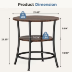 2-Tier Round Side Table Space-Saving End Table for Small Living Room & Bedroom Rust Brown - Image 3