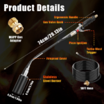 180,000 BTU Propane Torch Weed Burner with 10FT Hose, 3362℥ High Intensity Trigger Start Torch for Weeds, Ice Melting, Snow Removal, Paint Stripping, Asphalt Repair, Outdoor Cooking - Image 9
