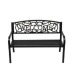 50" Outdoor Welcome Backrest Cast Iron Bench - Image 6