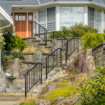 [Same Code 11384510 73142795]Artisasset Matte Black Outdoor 3 Level Iron Handrail - Image 12