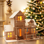 3D Wooden Puzzle Sweet Home Music Box Hands Craft Miniature Dollhouse Kits 3D Model Diy House Building with LED Night Lights Gifts for Christmas - Image 6