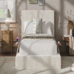 AirFrame Queen Bed Frame with adjustable Sliding Side Table, 8.7'' Cloud Upholstered Sponge Cushion, Easy Assembly (Off-White). - Image 8