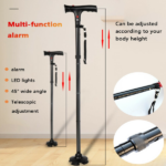 Camping Hiking Walking Stick 5-Level Height Adjustable Folding Walking Cane with LED Light And Alarm(US Logistics only For USPS.TK/TMEU only For self-pickup)(Platform policies vary; relevant qualifications are attached via link, please do not list products without required qualifications) - Image 5