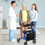 2-in-1 Blue Rollator Walker & Wheelchair - 330 lbs Capacity, 8" PVC Wheels + X-Shaped Structure (Stability), Ideal for Seniors/Disabled - Image 5