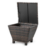 Outdoor PE Wicker Side Table with Storage, Small Patio Storage Bin Container for Hose Cushion Towel, Brown SAME AS 46755449 - Image 11