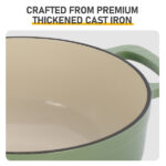 Cast iron 7.5QT cooking pot - Gradient green color - Includes two silicone gloves - Enamel pot - Image 8