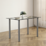 Same Code 02878244 5 Pieces Dining Table Set for 4, Kitchen Room Tempered Glass Dining Table, 4 Chairs, Black Table legs are silvery - Image 61