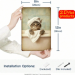 CIFbuy Cute Little Cat Bathing Metal Plaque Sign 2D" Flat Unframed, UV Resistant Outdoor Indoor Decor 7.87*11.81 I Sign 2D ikTok, Sign 2D ikTok, t Self-pickup Logiopics - Image 3