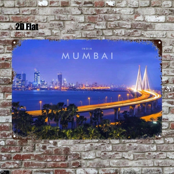 e6714549-028b-4914-a147-750c1ee4c3b2.png CIFbuy 1pc Mumbai India Metal Sign 8x12 Inch Iron Plaque Wall Art, 2D Flat Cozy Room Decor, Durable Indoor Wall Decoration For Home TikTok, TikTok, Room Decor Self-pickup Logiopics - Image 1