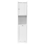 White melamine-faced particleboard, vertical grain, 40*40*180cm, 1 door + bottom flip-down drawer with non-woven storage bag, bathroom tall cabinet - Image 17