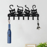 CIFbuy Creepy Black Cats Wall - Mounted Key Holder with 7 Hooks and Adorable Halloween Cat Designs - Ideal Spooky Home Decor.Utility Hooks-CIF BUY(TikTok/temu self-pickup orders) - Image 11