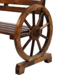 Replace 28138436 Rustic 2-Person Wooden Wagon Wheel Bench with Slatted Seat and Backrest, Brown - Image 19