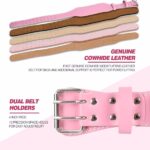 L size Weight Lifting Belt, Leather Weight Lifting Belt for Men and Women with 4 inch Padded Lumbar Support Belt for Weightlifting Deadlift, Cross Training, Power Lifting Workout & Squats Exercise - Image 3