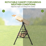 68*43*60 inch Khaki KD Model with Cushion Canopy Iron Oxford Fabric 250kg Iron Swing Set - Image 4