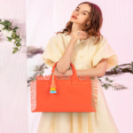 Canvas Tote Bag for Women with Tassel, Shoulder Bag Top Handle handbag with Zipper Closure for Work Travel Beach Gym Shopping-Orange - Image 7