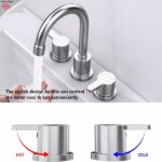 Widespread Bathroom Sink Faucet Chrome 2 Handle 8 inch 3 Hole 360°Swivel Spout Vanity Sink with Pop Up Drain Assembly[Unable ship on weekends, TK/TEMU only for pickup, only TX10643 warehouse supports GOFO] - Image 4