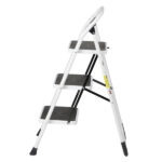 Home Use 3-Step Short Handrail Iron Ladder Black & White - Image 10