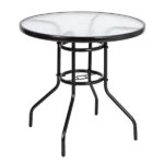 Outdoor Dining Table Round Toughened Glass Table Yard Garden Glass Table SAME AS 93152635 - Image 2