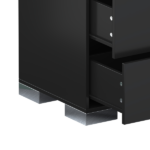 Elegant Nightstand with Metal Handle, Mirrored Bedside Table with 2 Drawers for Bedroom, Living Room, Black - Image 6