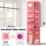 7-tier, 360° rotating wood-plastic composite shoe rack, 60*60*184cm, pink - Image 7