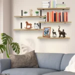 6 Pack Wall Floating Display Shelves Paulownia Wood Panels Rustproof Metal Brackets, Multi Space Organizer Unit Fit Kitchen Bedroom Bathroom Living Area Storage Needs,Multifunctional Floating Shelves 6-Tier - Image 7