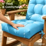 Outdoor Adirondack Chair Cushions – 44x19x4 inch Waterproof Rocking Chair Cushion with 17x19 Ottoman Cushion, Fade & Stain Resistant, Non-Slip Ties for Patio, Garden, Backyard - Image 7