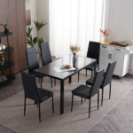 4pcs Elegant Assembled Stripping Texture High Backrest Dining Chairs Black Replace encoding 13028198-18410366 - Image 52