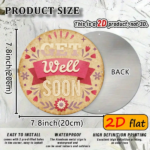 CIFbuy 1pc Get Well Soon Gift, " Round Aluminum" Aluminum Wall Plaque, Plaque, Pink & Beige Floral & Hearts Design TikTok, Temu Self-pickup Logisiics - Image 4