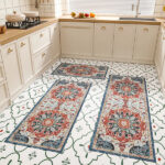 Kitchen Rugs Sets 3 Piece with Runner Non Slip Kitchen Mats for Floor Washable Runner Rug Kitchen Floor Mat Carpet for Hallway Laundry Room Door Office Sink - Image 3