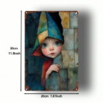 CIFbuy 1pc Vintage Fairy-Tale Elf Metal Wall Art, Blue Pink Hair Green Hat Iron Sign, 8x12 Inch Mica-Like Texture 2D Flat Decor For Roo TikTok, TikTok, Sign Self-pickup Logiopics - Image 2