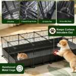 Modular Metal Small pet exercise pen DIY Multi Shape Layout, Metal Pet Enclosure Multi Tier L Square Rectangular Setup, Waterproof Protective Mat Small Animal Indoor Outdoor Cage - Image 3