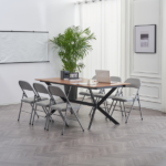 Same Code 31709558 6pcs Elegant Foldable Iron & PVC Chairs for Convention & Exhibition Gray - Image 60