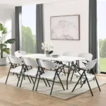 White 6 Foot Fold-in-Half Plastic Table, Indoor Outdoor, Scratch Resistant, Stain & UV Damage, Built-in Carry Handle (Shipment from Walmart) - Image 5