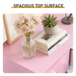 25.98"*15.75"*43.7"(L*W*D) 5-Tier 6-Drawer Cabinet Drawer Dresser with Gold Handles Macaron Pink - Image 5