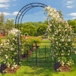 134.5*58.5*213cm Arc Roof Double Layer With Door Wrought Iron Iron Arch Courtyard Black - Image 3