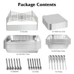 42-Piece Complete Disposable Chafing Dish Set - Includes 6 Half-Size Pans & Lids, 6 Full-Size Pans, Stands & Utensils - Aluminum Foil Material, Easy Cleanup - Perfect for Weddings, Parties - Image 8