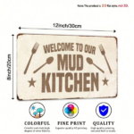 CIFbuy Rustic Vintage Welcome To Our Mud Kitchen Sign, Durable Waterproof Aluminum Plaque With Crossed Utensils & Stars, Utensils & Stars, 2D Flat Outdoo OuikTok, OuikTok, ith Crossed Utensils & Stars Self-rackup Logiopdoo Plaque - Image 3