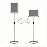 Adjustable Floor Standing Sign Holder, 8.5"x11" Front Loading Snap Frame with 360° Rotatable Frame, Water/Sand Fillable Weighted Base for Retail Restaurant Hotel - Silver