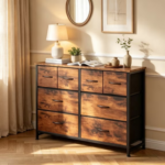 2/4-Drawer Dresser with Metal Frame & Wood Top, Fabric Storage Organizer, Black - Image 8