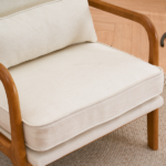 Same Code 16753613 Oak Armrest Oak Upholstered Single Lounge Chair Indoor Lounge Chair Off-White - Image 19
